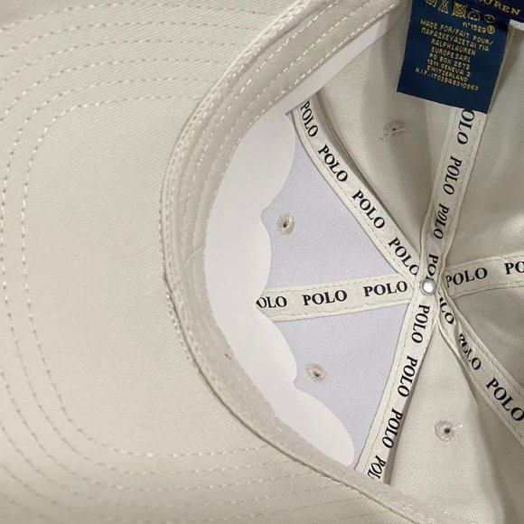 NWT Polo Ralph Lauren Off White Classic Cotton Baseball Cap Logo Embroidered - Picture 5 of 5